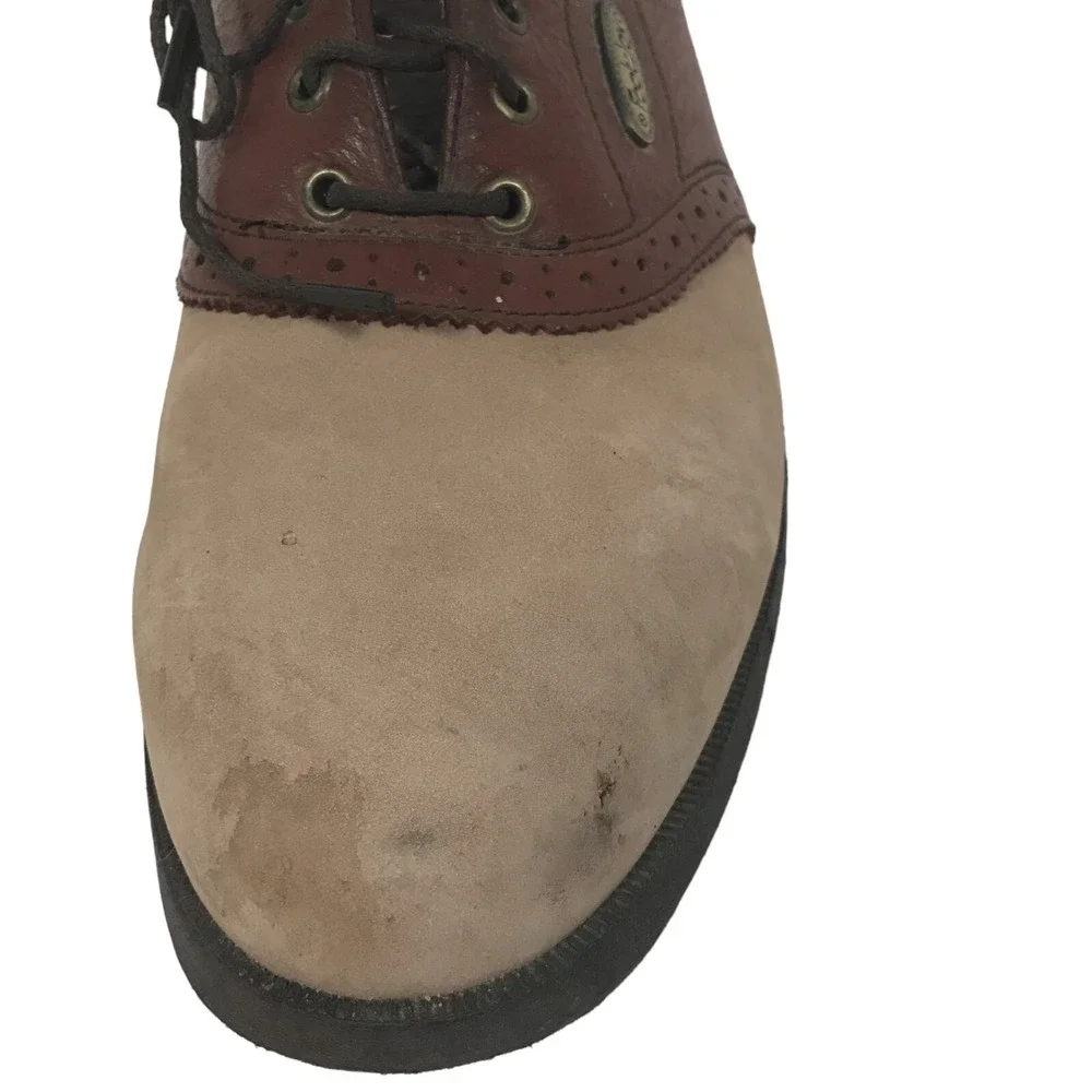 FootJoy SoftJoys Sierra Mens US 9M‎ Brown Tan Golf Shoes Plastic Spikes